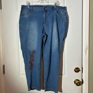 Catherine’s Medium Wash Embroidered Jeans, Size 20W